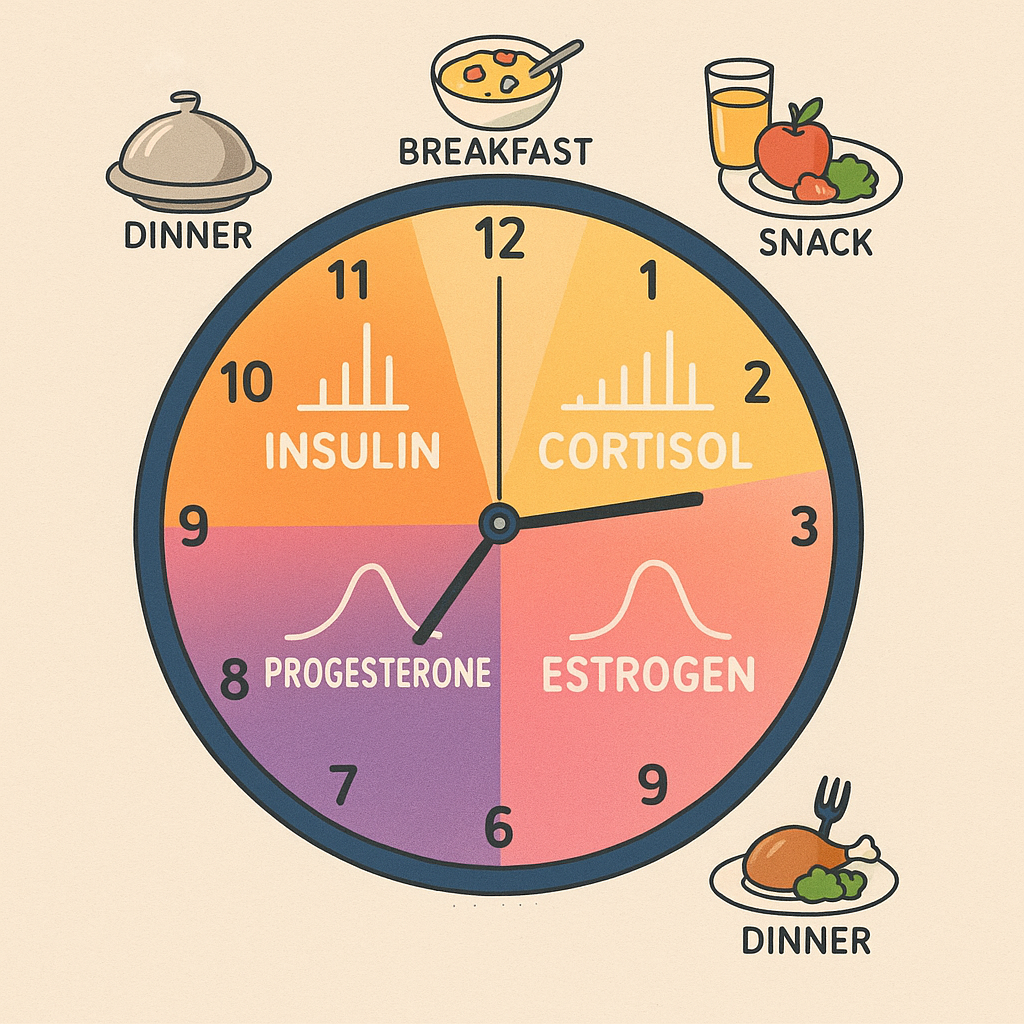 24-hour hormone clock with meal icons