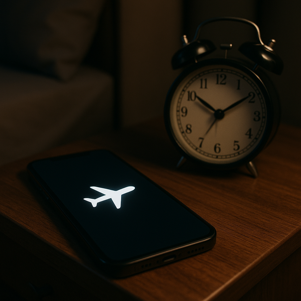 Phone on nightstand in airplane mode