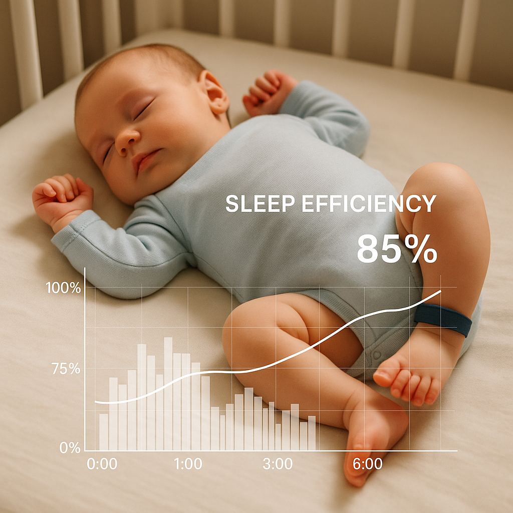 Infant with actigraphy band