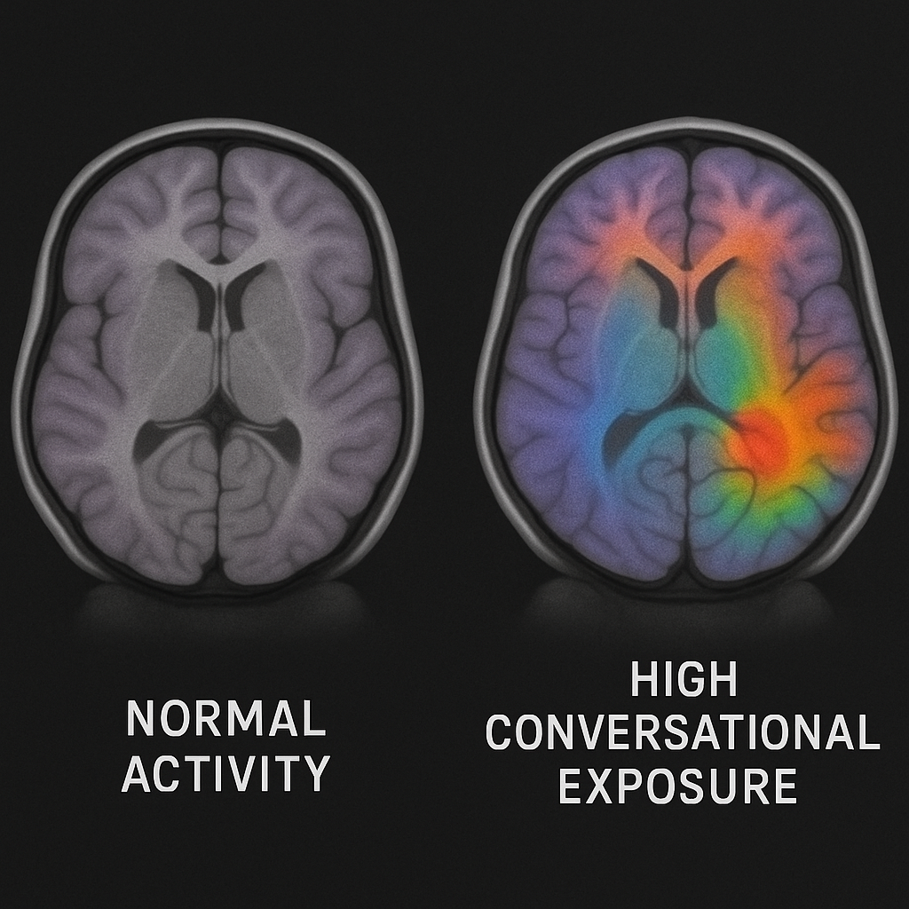 Infant brain scan highlighting language areas