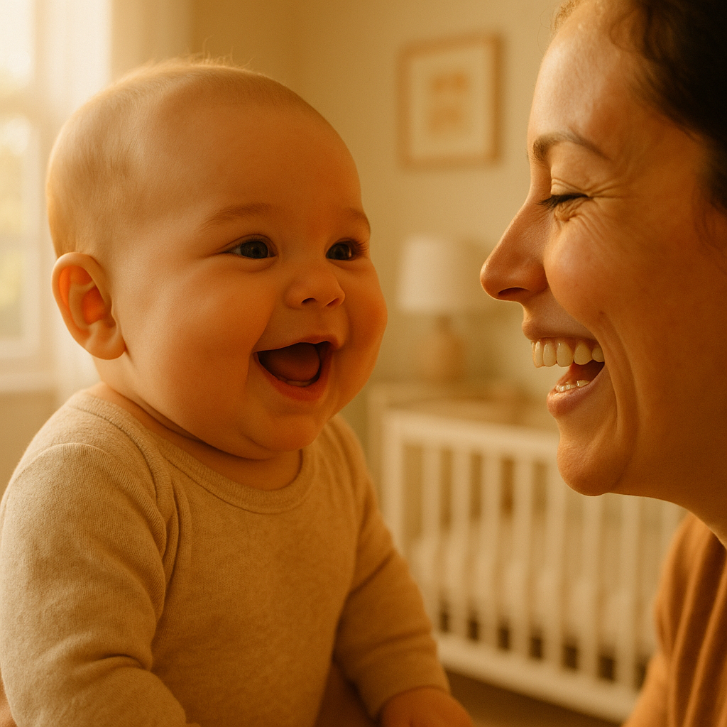 Infant mimicking smile