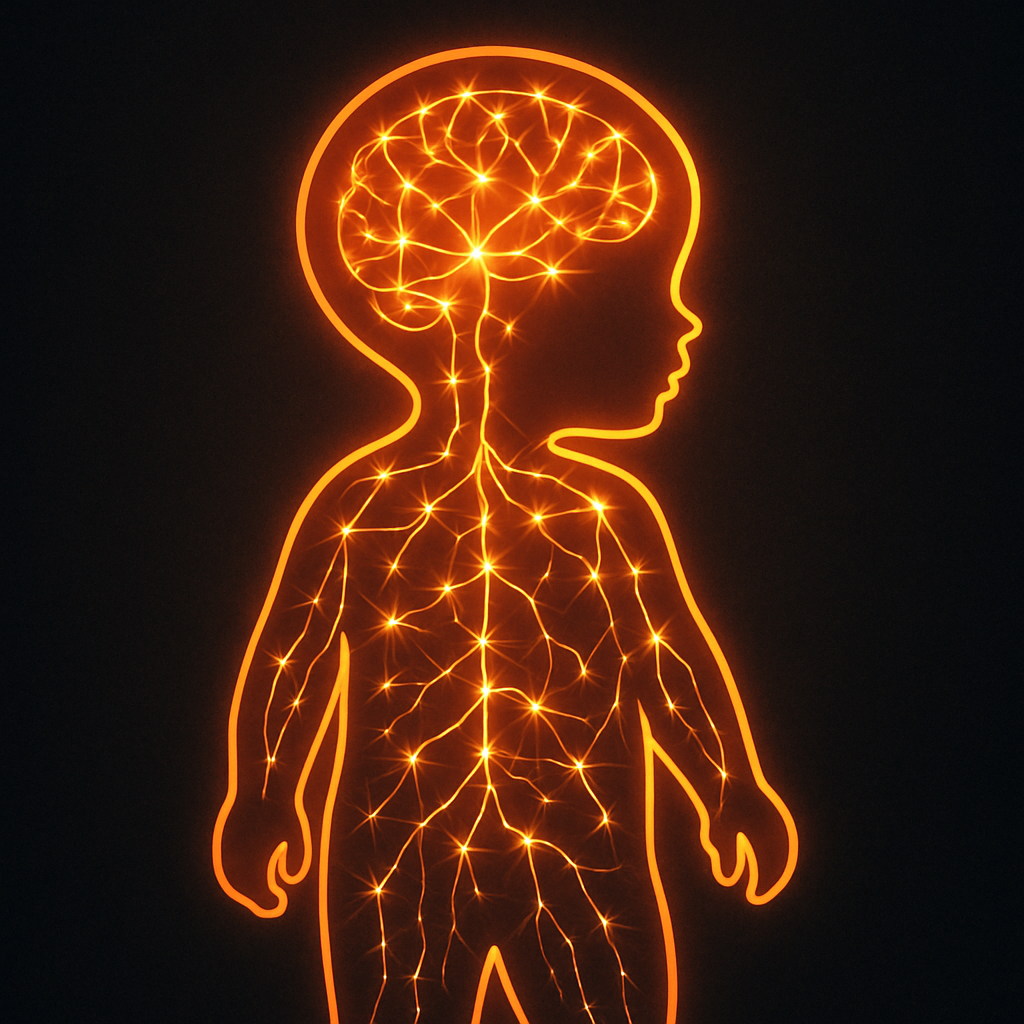 Glowing neural network in infant brain