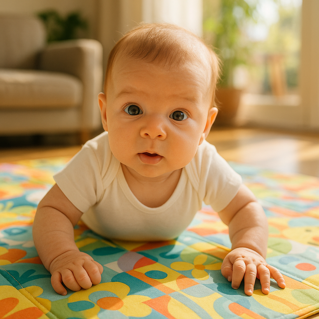 Baby lifting head during tummy time