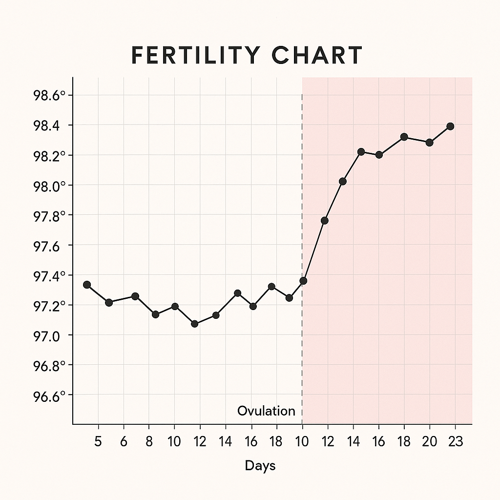 Minimalist fertility chart with clear temperature spike