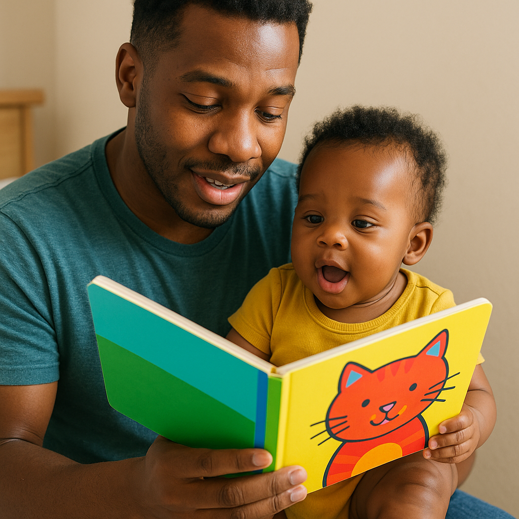 Father reading board book