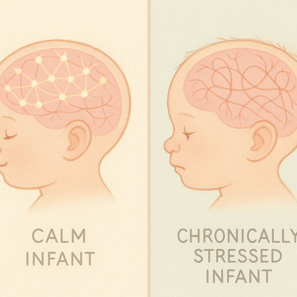 Split view of organized vs. chaotic infant brain networks