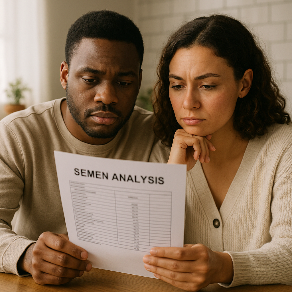 Couple reviewing semen analysis results