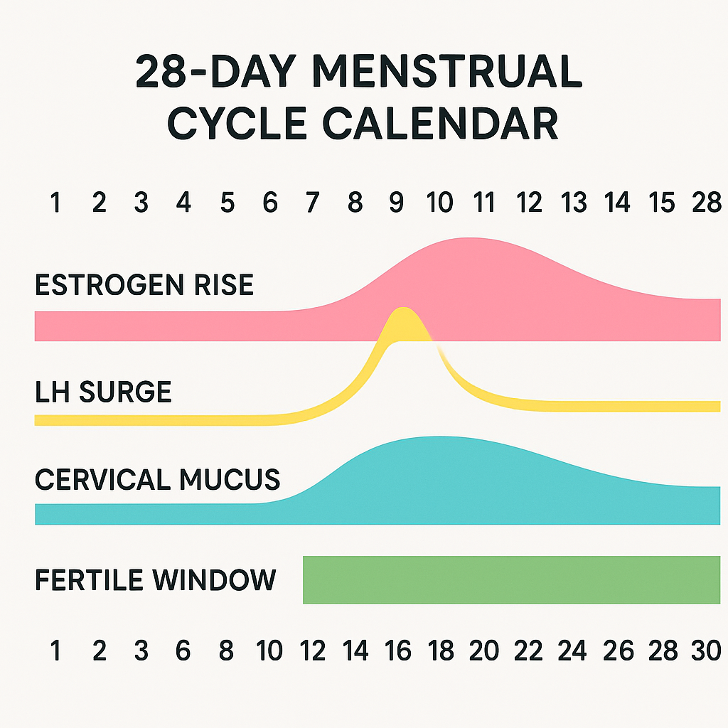 Color-coded menstrual cycle calendar
