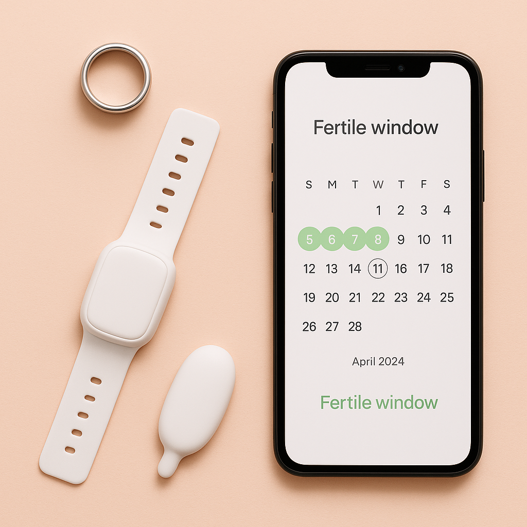 Flat lay of fertility devices