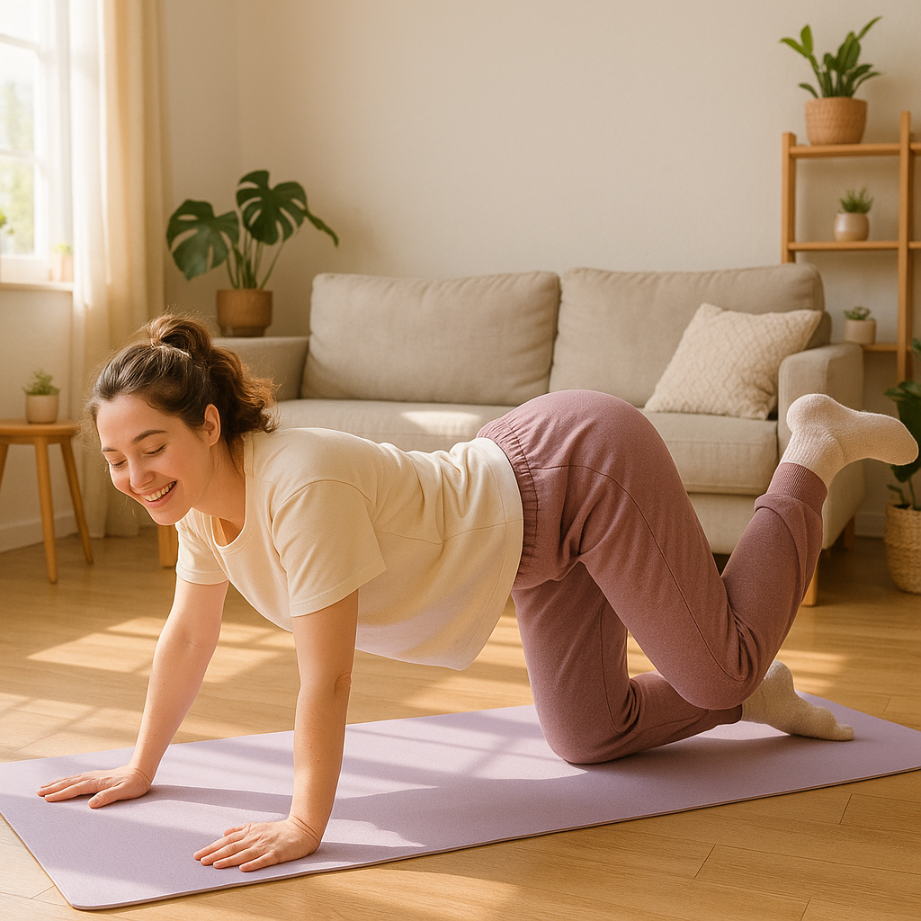 Woman doing hip circles on yoga mat