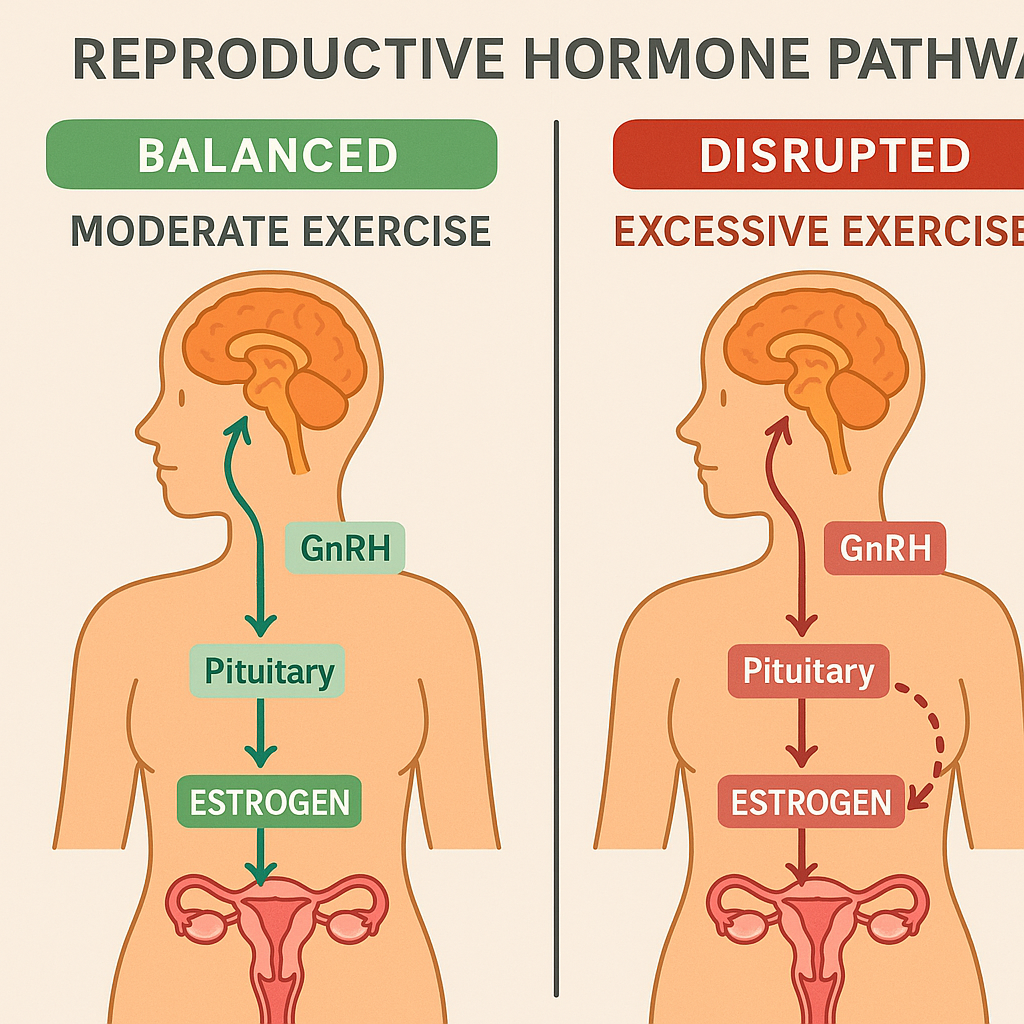 Infographic comparing balanced vs. disrupted hormone pathways