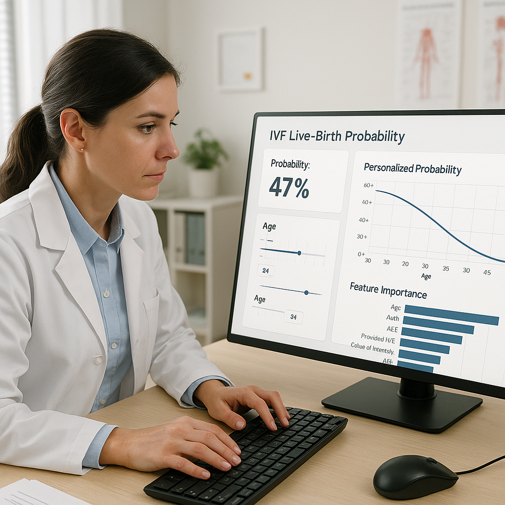Clinician reviewing IVF prediction dashboard
