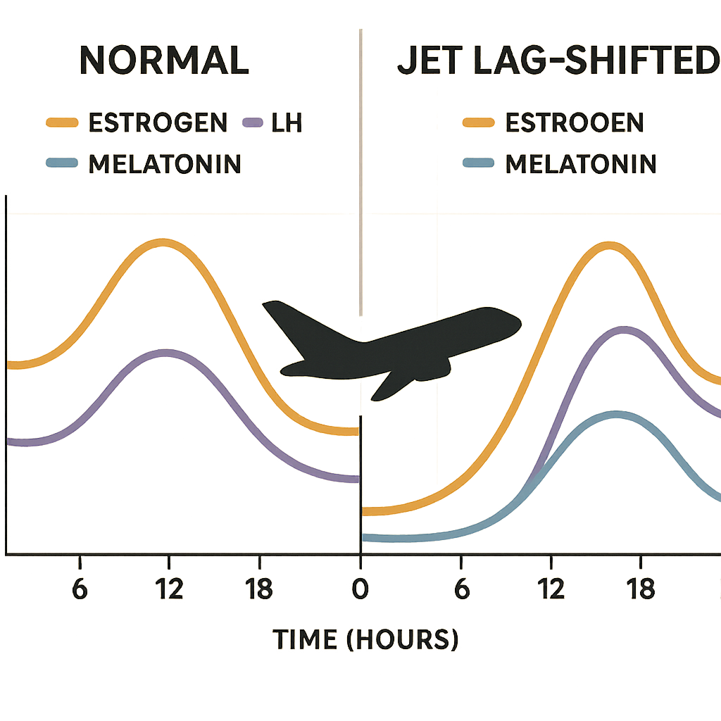 Hormone curves before and after jet lag