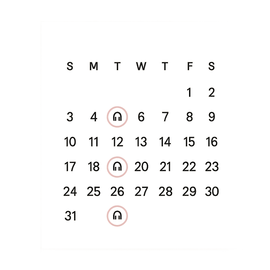 Fertility calendar with headphone icons