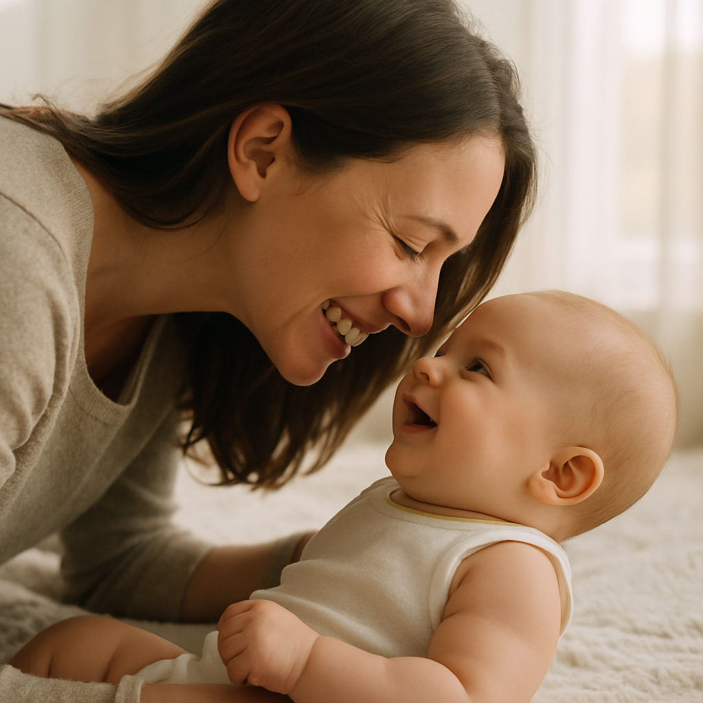 Mom responding to baby's coo