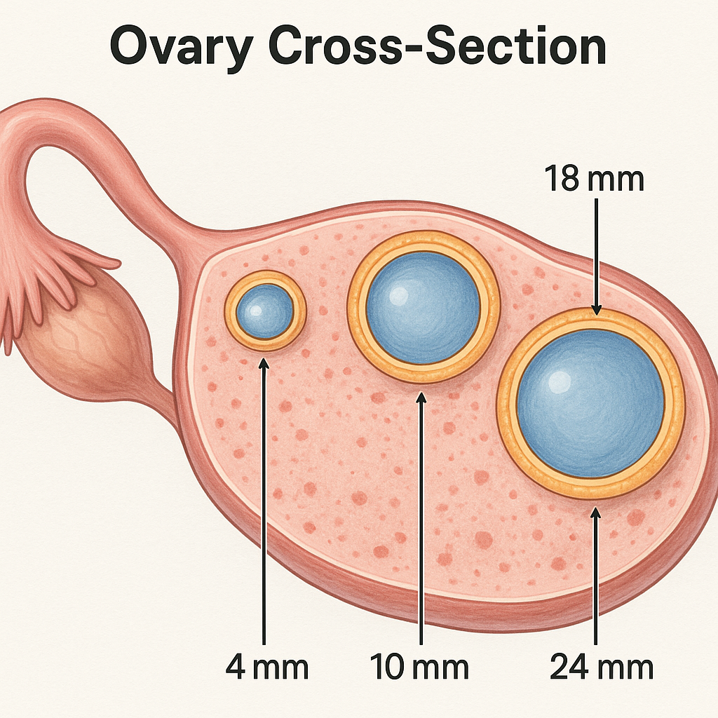 Ovary with follicles at different stages