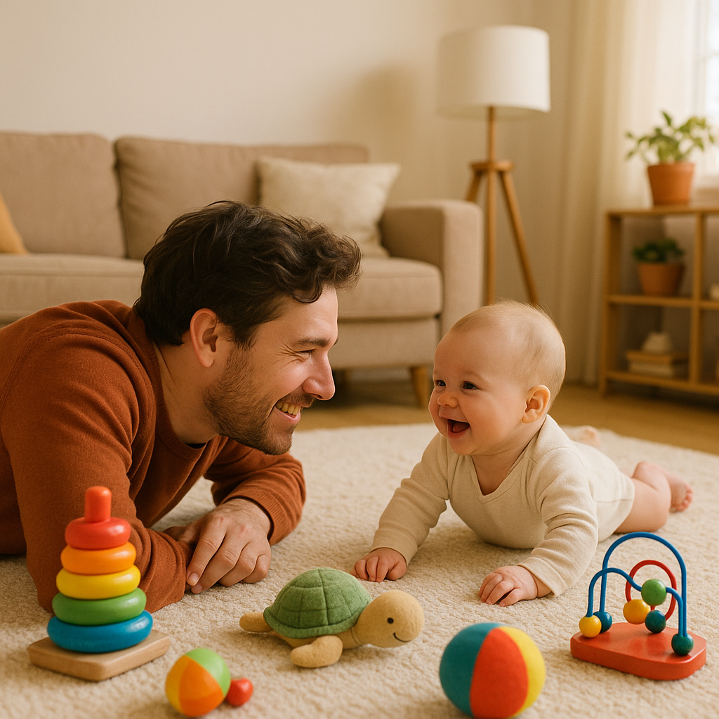 Parent and baby doing tummy time