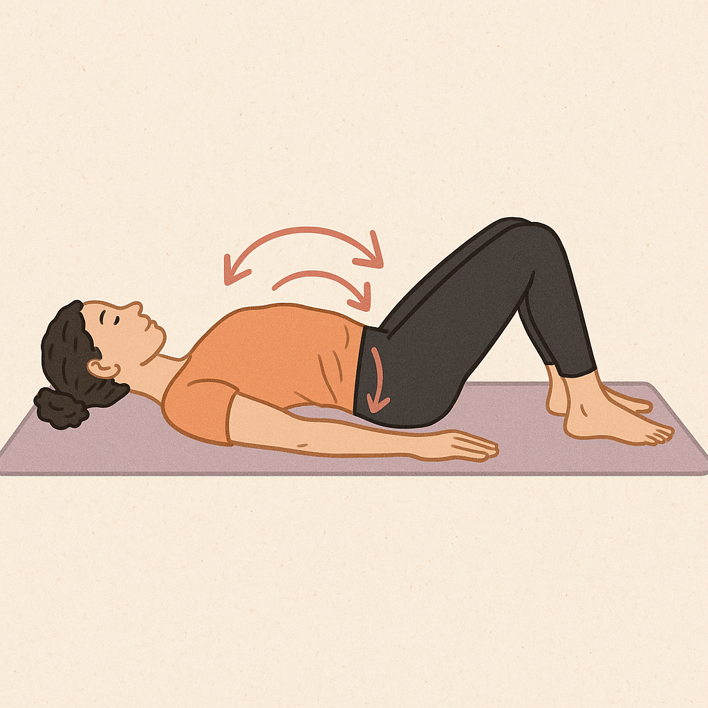 Person doing pelvic tilt exercise