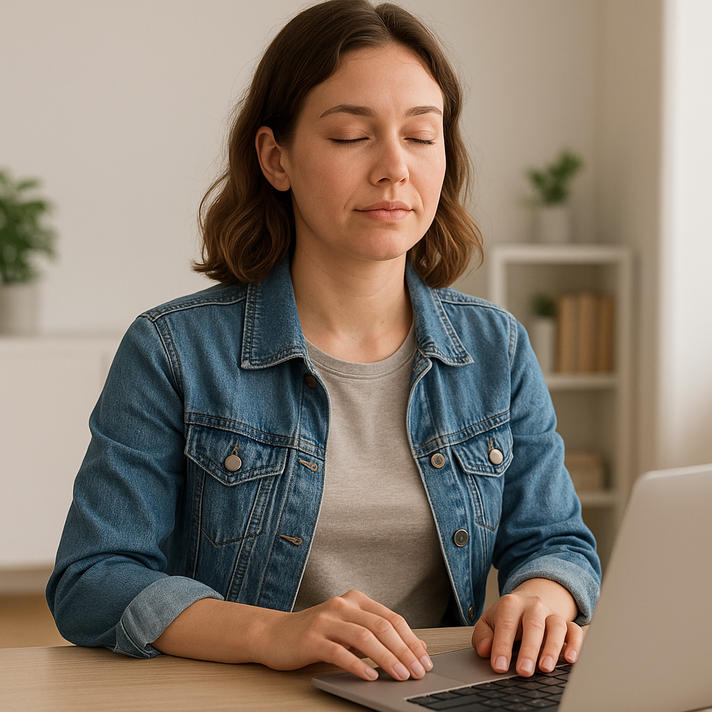 Person discreetly practicing Kegels at a desk