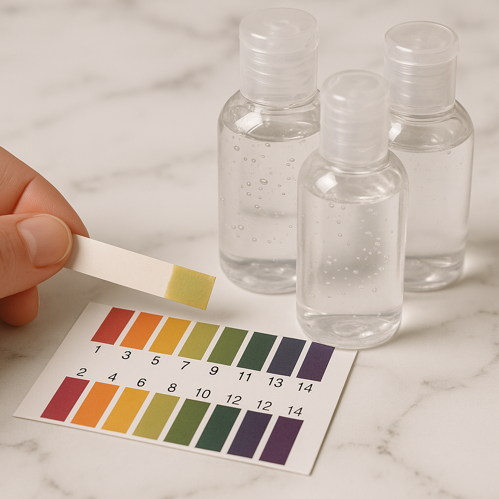 pH test strips with lubricants