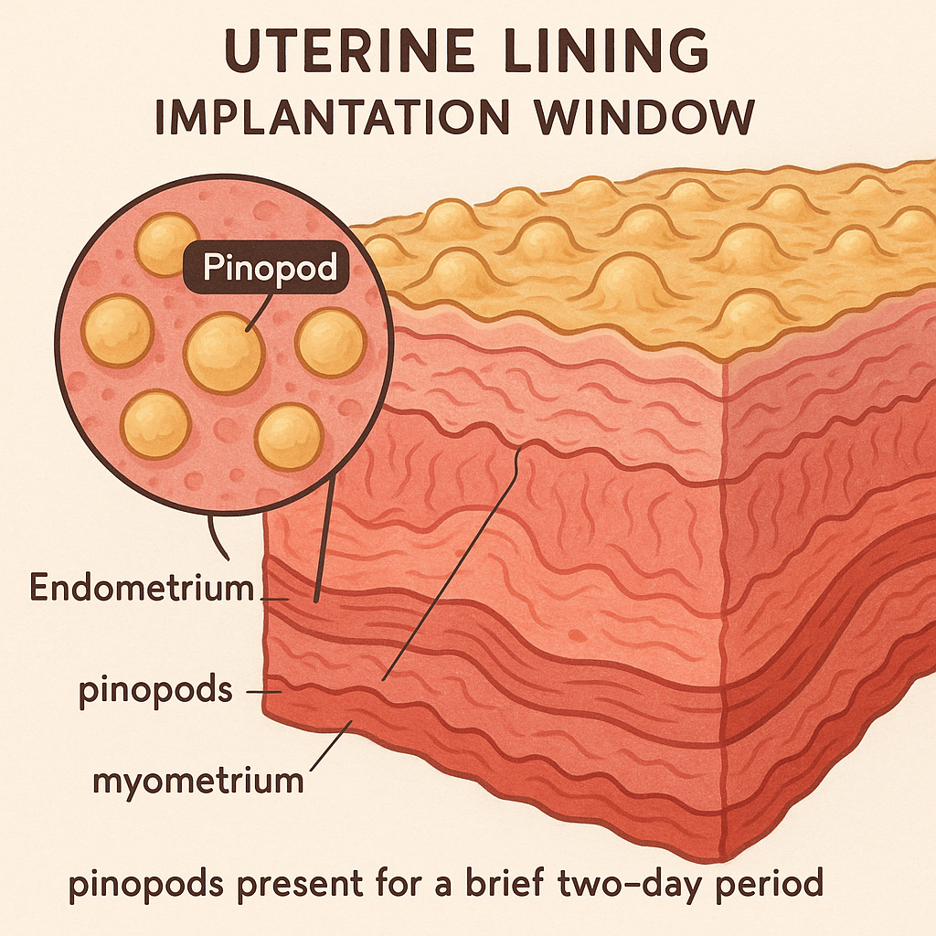 Electron-microscope view of pinopods on receptive uterine lining