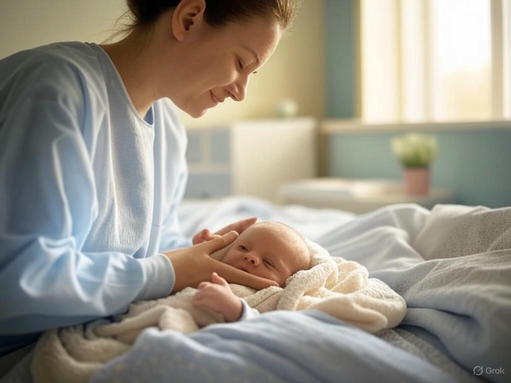Parent giving gentle leg massage to a premature infant
