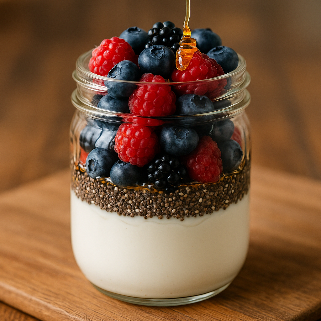 Greek yogurt parfait with berries
