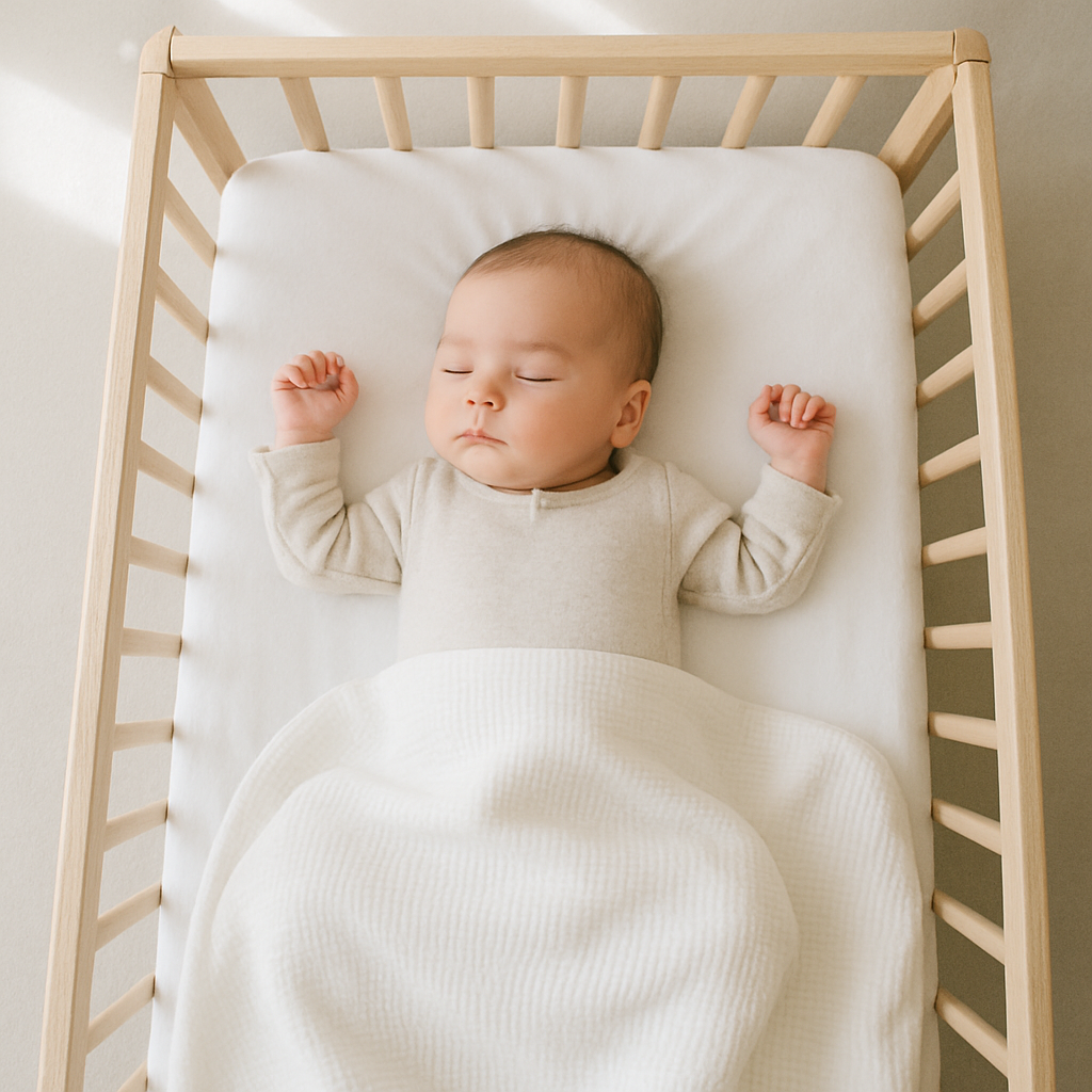 Baby sleeping safely on back