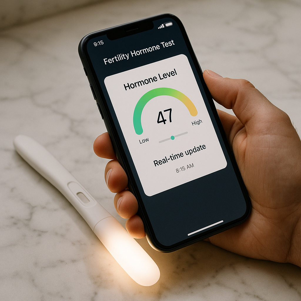 User scanning hormone test wand with phone