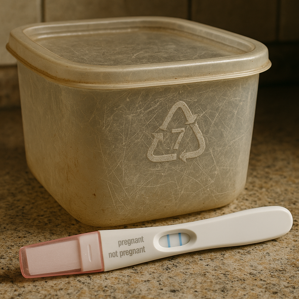 Scratched plastic container with recycle code 7