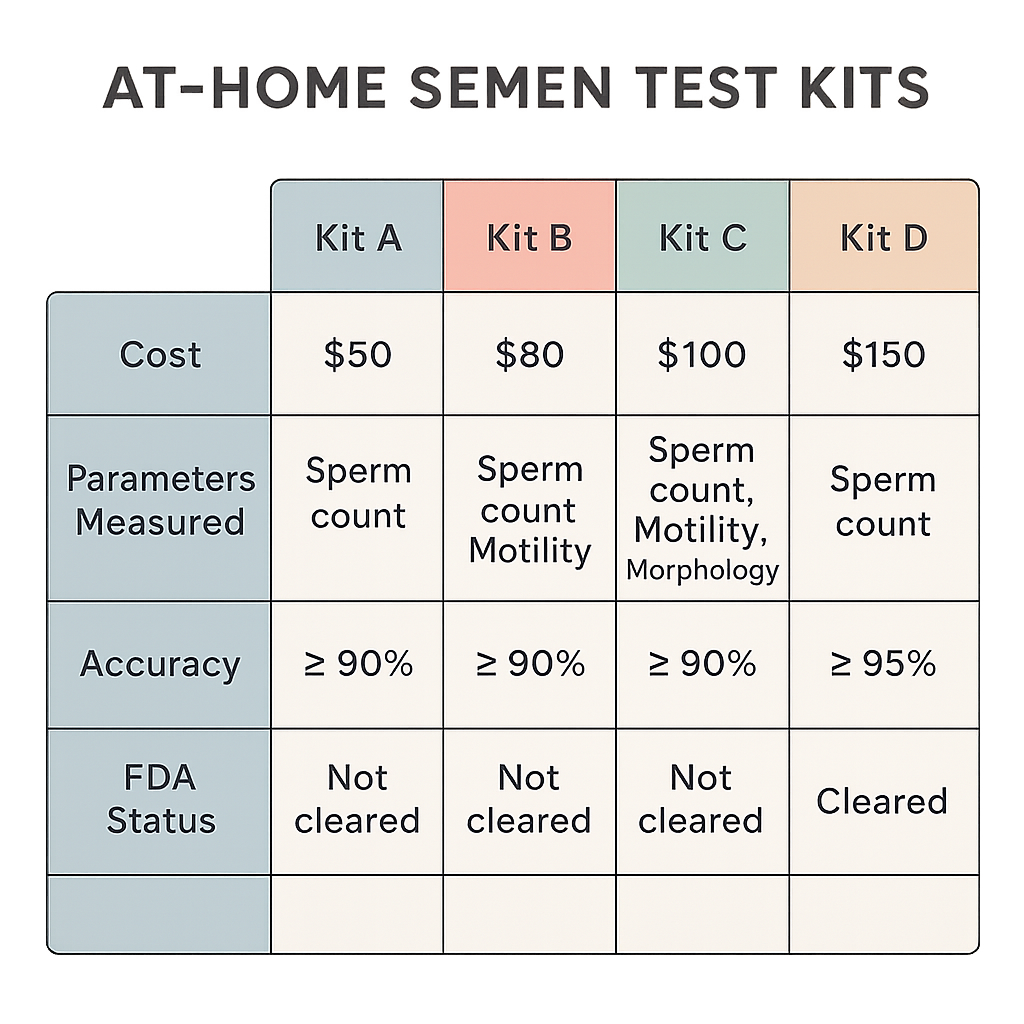 Comparison chart of sperm tests