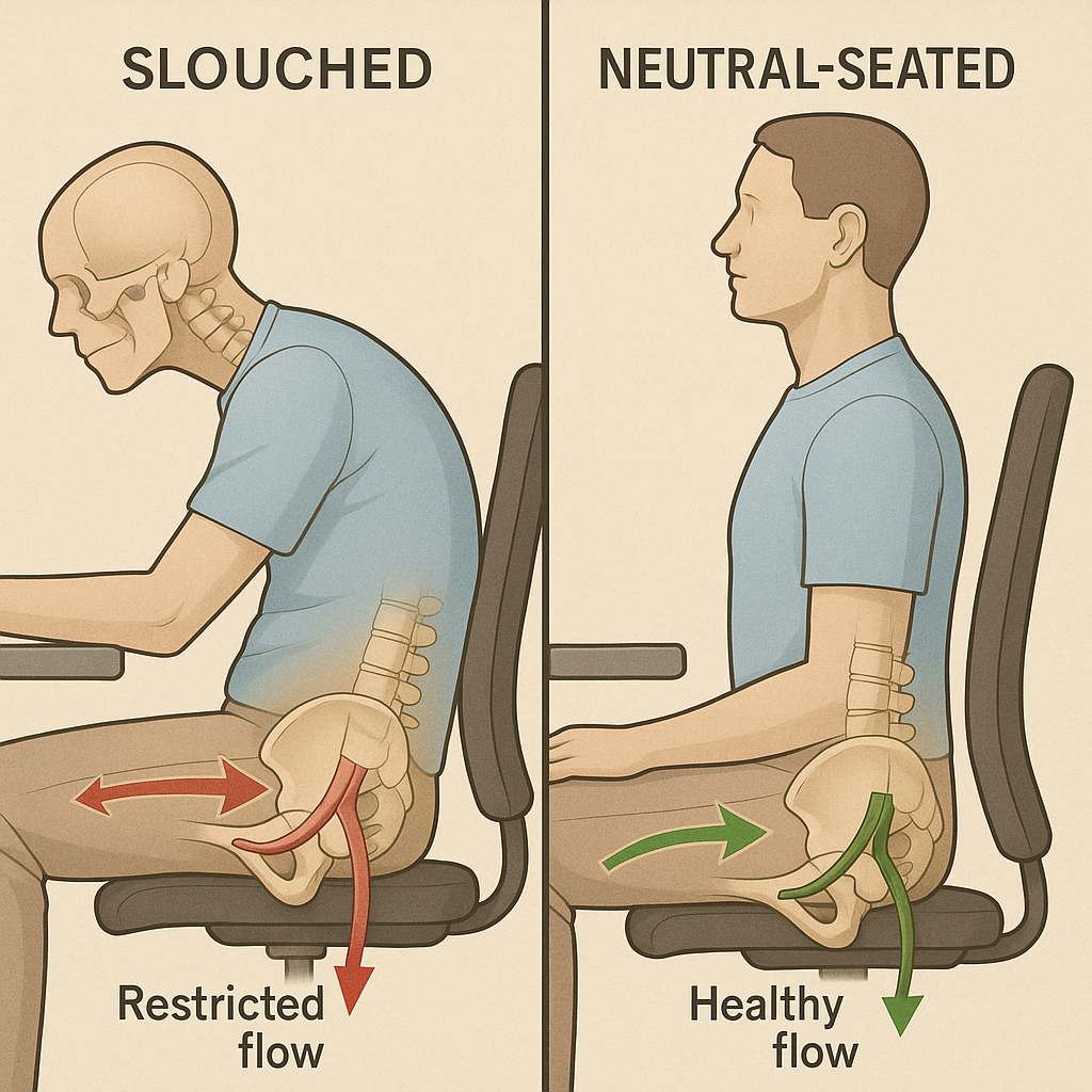 Slouched vs. neutral pelvis at a desk