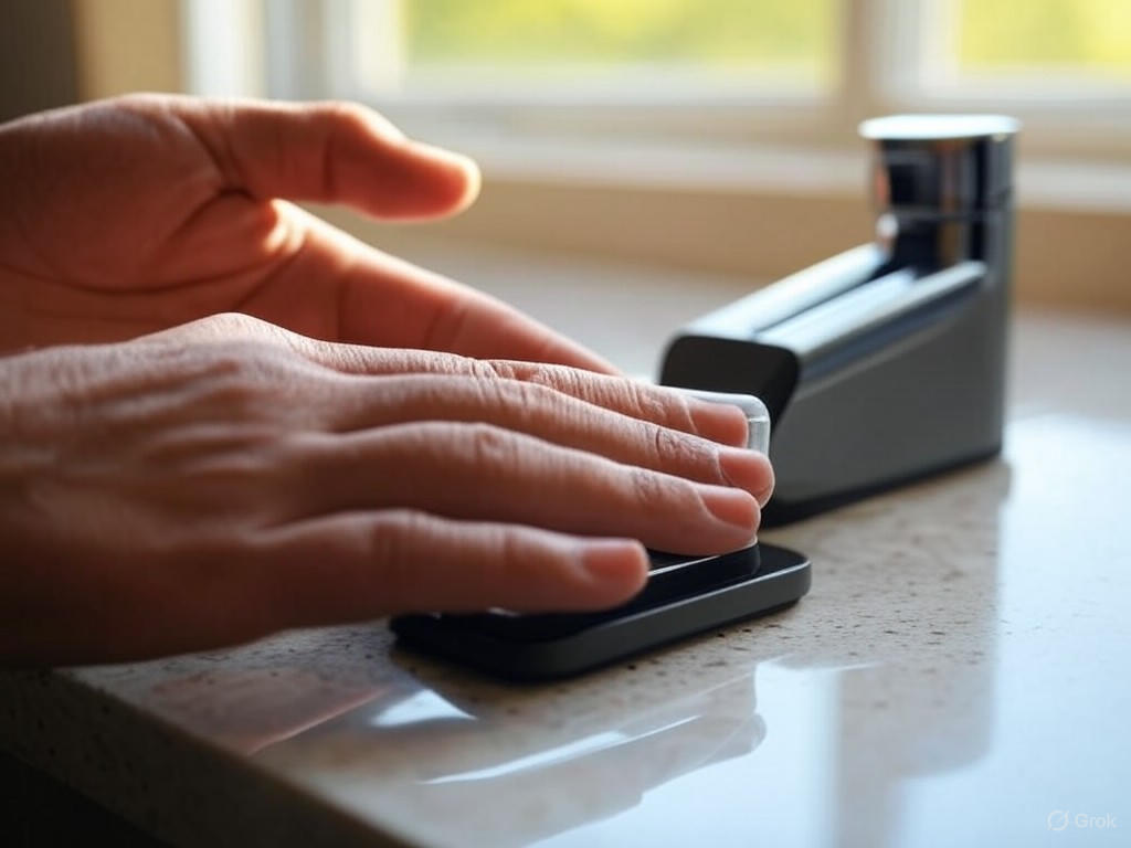 Man using smartphone sperm test