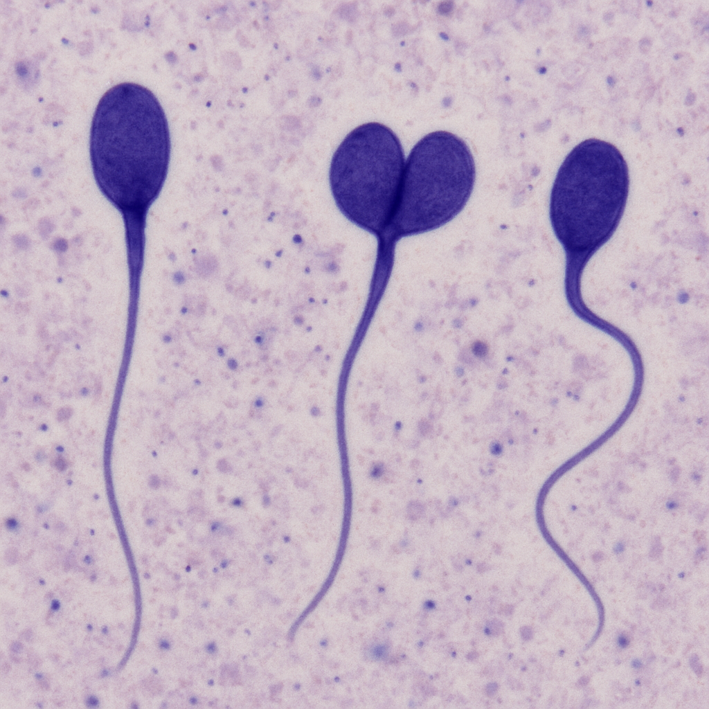 Microscopic view of normal vs. abnormal sperm cells