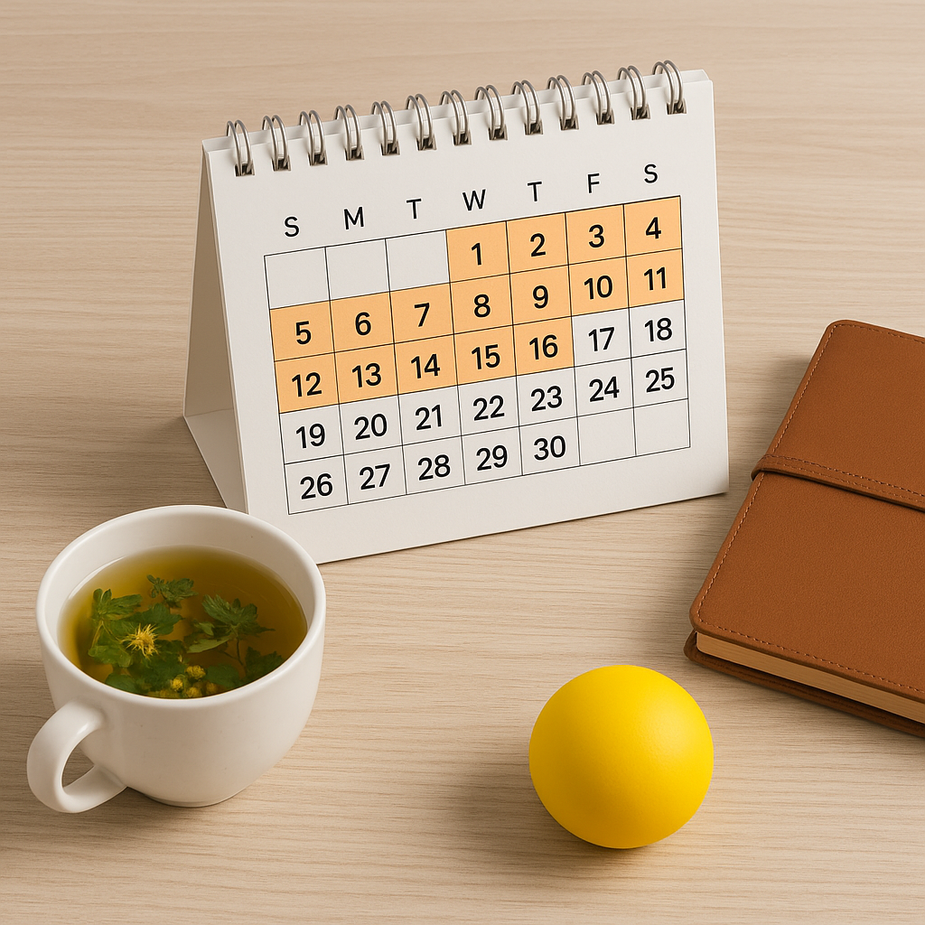 Calendar with two-week wait marked