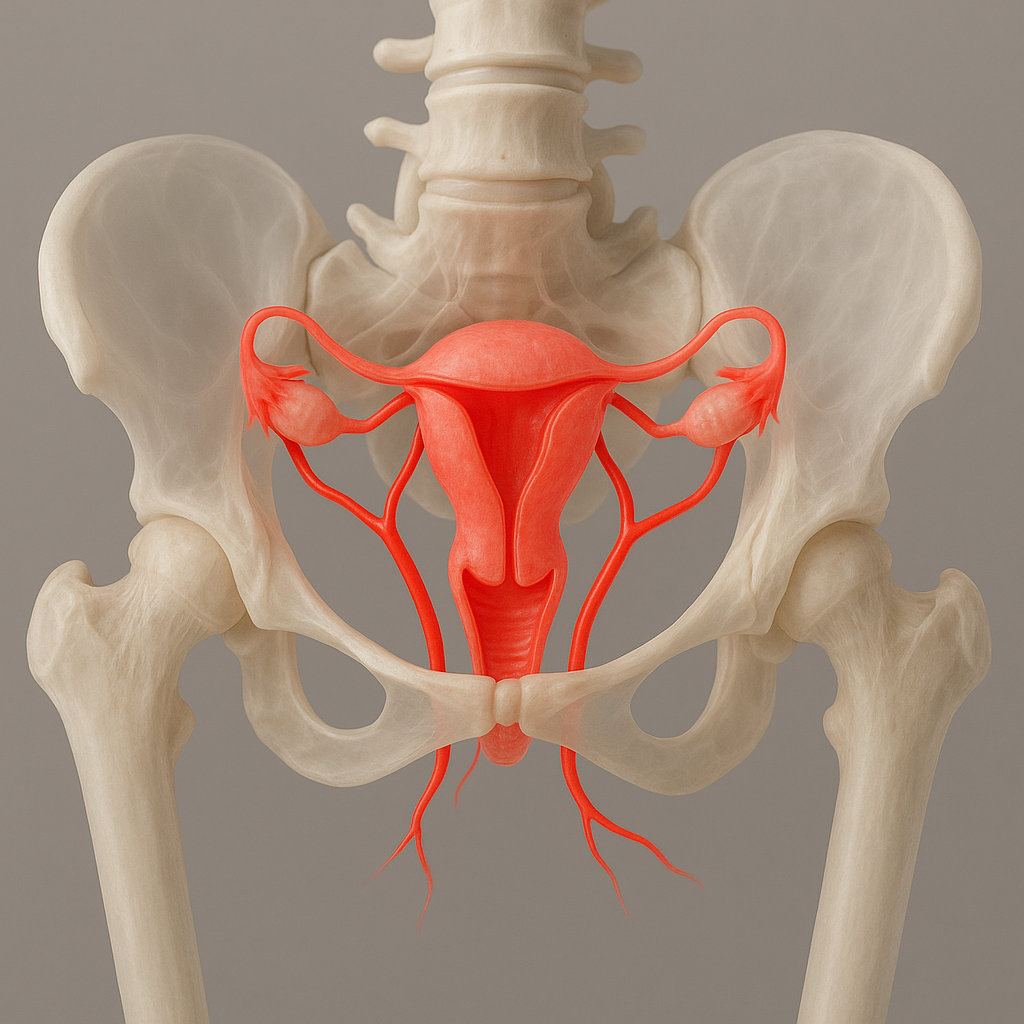 3D medical illustration of uterine arteries