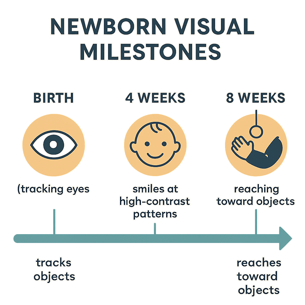 Timeline of visual milestones 0–4 months