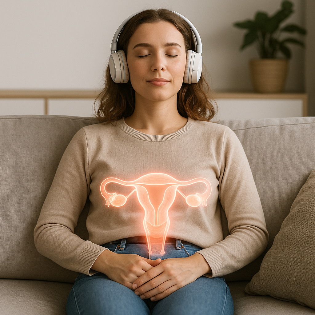 Woman visualizing glowing uterus